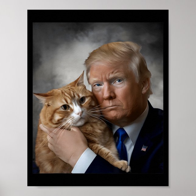 Póster Donald Trump And Cat Funny Trump And Cat, Litical  (Frente)