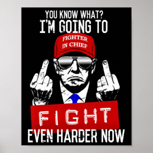 Póster Donald Trump dedo medio haciendo gesto obsceno a r