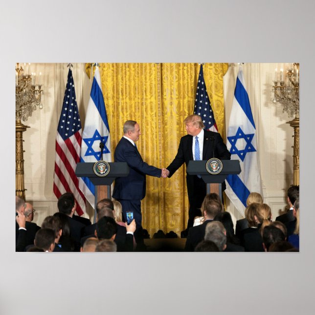 Póster Donald Trump en Israel con Bibi Netanyahu (Frente)