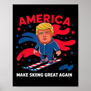Póster Donald trump esquíando América - hacer que el esqu