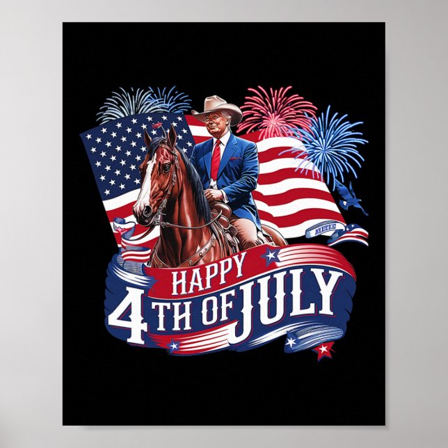 Póster Donald Trump Feliz 4 de Julio para Patriotas Améri (Frente)