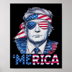 Póster Donald Trump Ganó Elecciones 2024 merica Bandera d