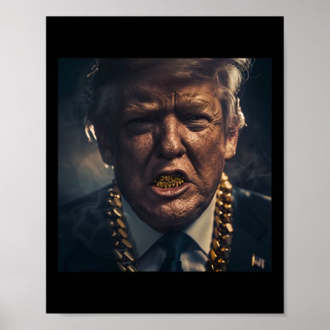 Póster Donald Trump Gold Grillz (Frente)