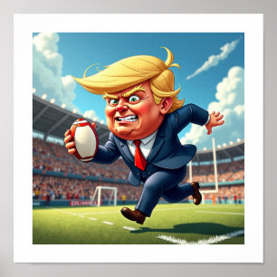 Póster Donald Trump jugando al rugby estadounidense