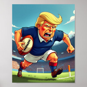 Póster Donald Trump jugando al rugby estadounidense