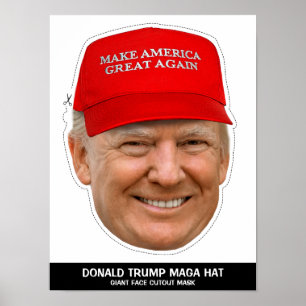 PÓSTER DONALD TRUMP MAGA GORRA CUTOUT MÁSCARA