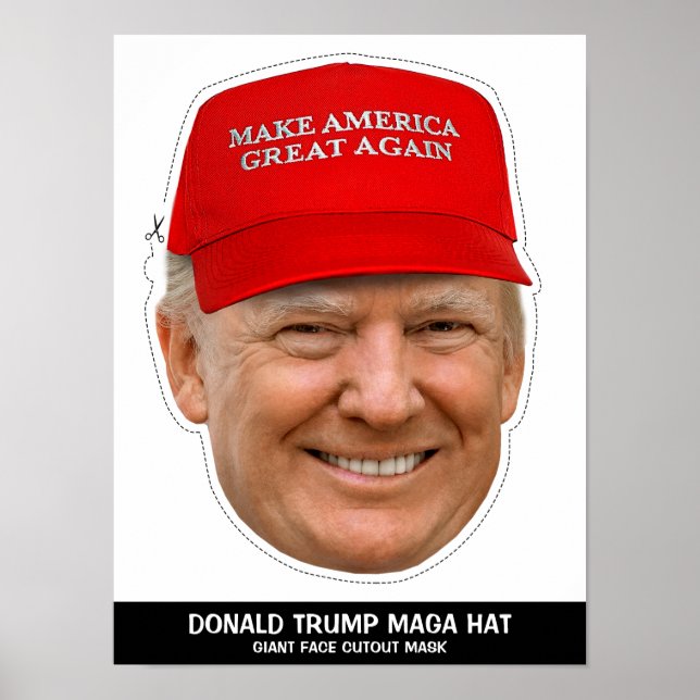 PÓSTER DONALD TRUMP MAGA GORRA CUTOUT MÁSCARA (Frente)