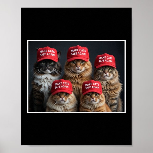 Póster Donald Trump Make Cats Safe Again Red Hat 2024 Det (Frente)