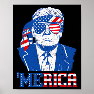Póster Donald Trump Merica Trump Derriba La Bandera Estad