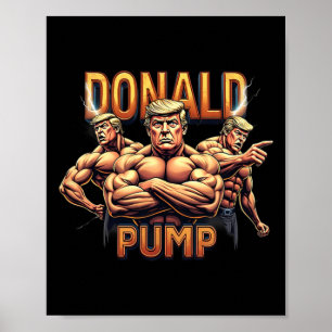 Póster Donald Trump musculación divertido meme de gimnasi