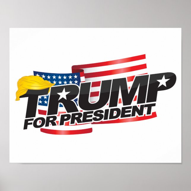 Póster Donald Trump Poster de presidente (con pelo) (Frente)