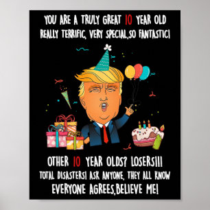 Póster Donald Trump Presidente Divertido Cumpleaños 10 Tr