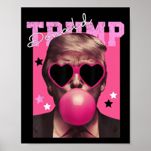 Póster Donald Trump Soplando Chicle Gafas de sol Rosadas