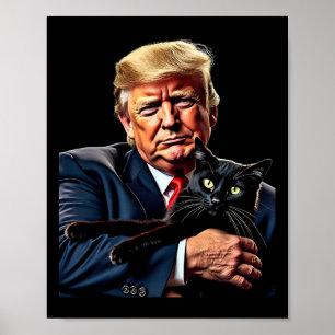 Póster Donald Trump sostiene a un gato gráfico gracioso M