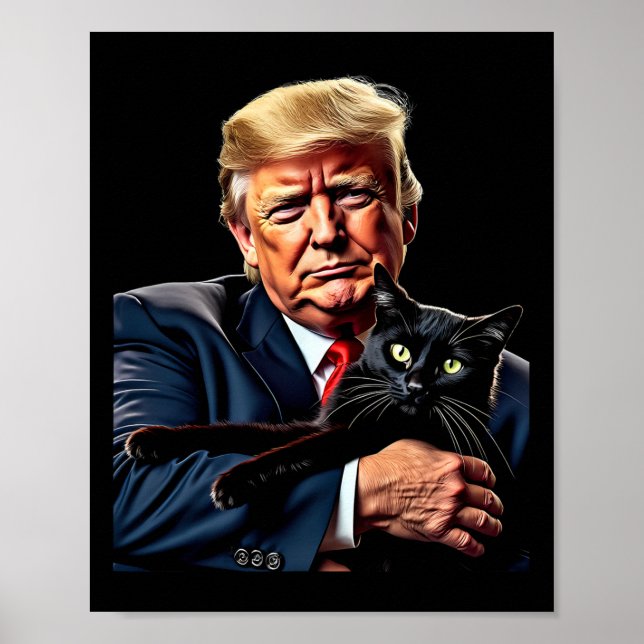 Póster Donald Trump sostiene a un gato gráfico gracioso M (Frente)