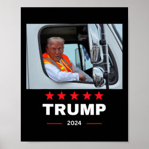 Póster Donald Trump viaja en camión de basura