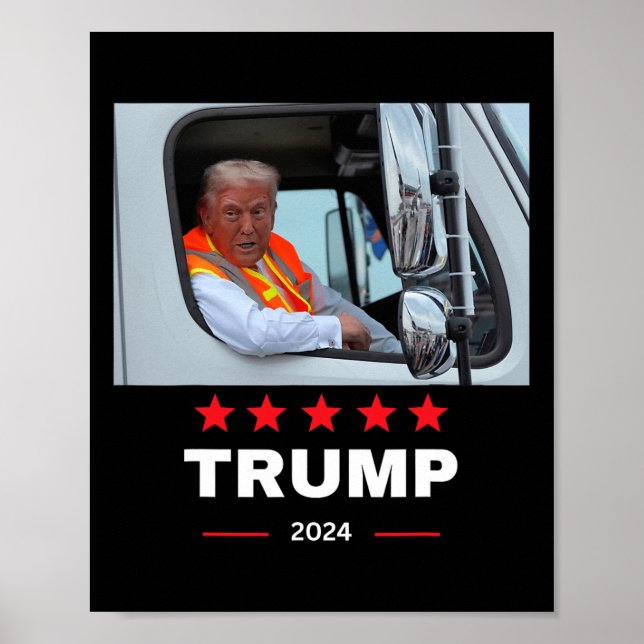 Póster Donald Trump viaja en camión de basura (Frente)