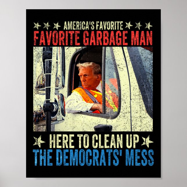Póster Donald Trump viaja en camión de basura (Frente)