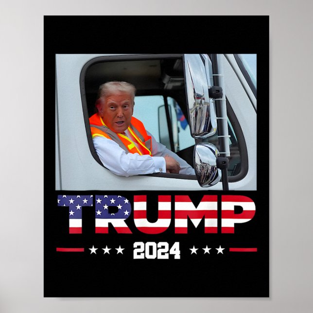 Póster Donald Trump viaja en camión de basura 1 (Frente)