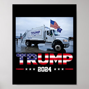 Póster Donald Trump viaja en camión de basura - camión de
