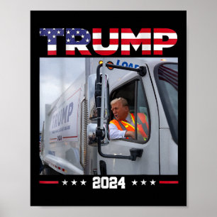 Póster Donald Trump viaja en camión de basura - camión de