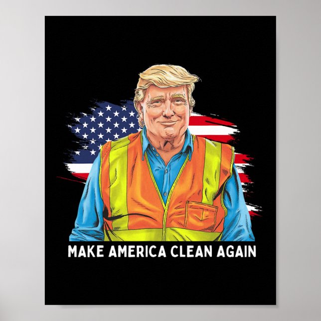 Póster Donald Trump Viendo Empleado De Basura Hace Amer (Frente)