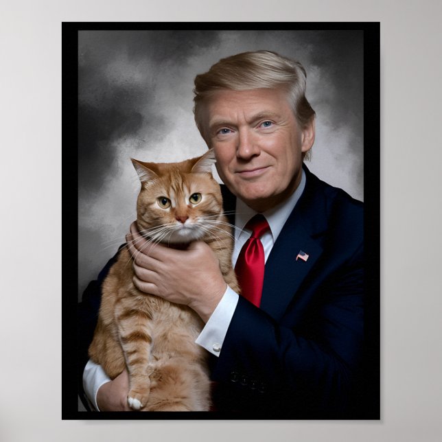 Póster Donald Trump Y Cat Funny Trump Y Cat (Frente)