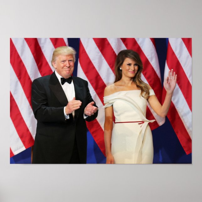 Póster Donald y Melania Trump en la toma de mando (Frente)