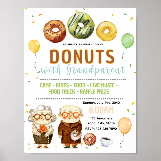 Póster Donas editables con volante de abuelos (Frente)