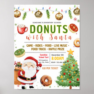 Póster Donas editables con volante de santa