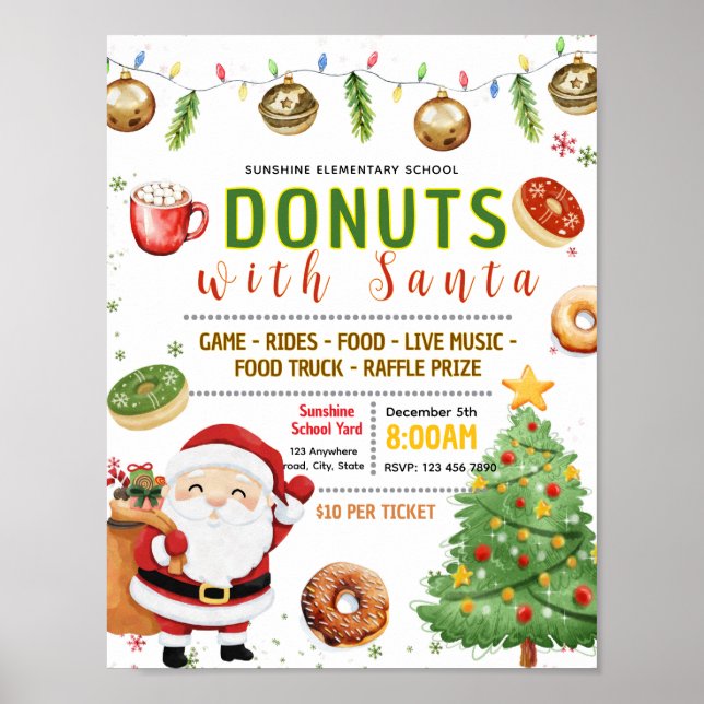 Póster Donas editables con volante de santa (Frente)