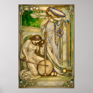 Póster Doncellas de la Música Art Nouveau Ilustración Vin