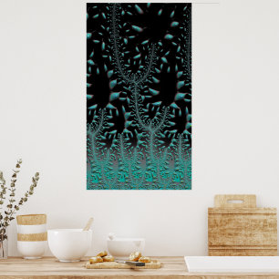 Póster Donde crece la turquesa en los árboles abstracto f