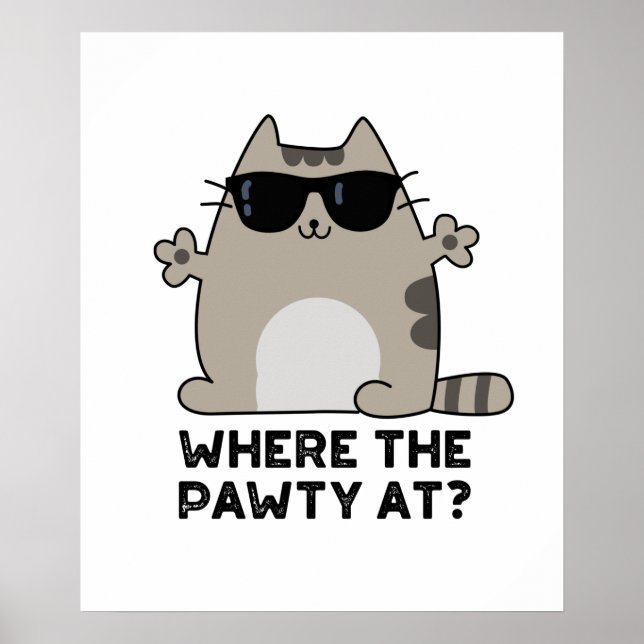 Póster Donde El Pawty En El Divertido Fiesta Cat Pun (Frente)