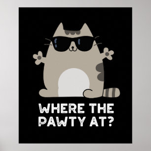 Póster Donde El Pawty En El Divertido Fiesta Cat Pun Oscu
