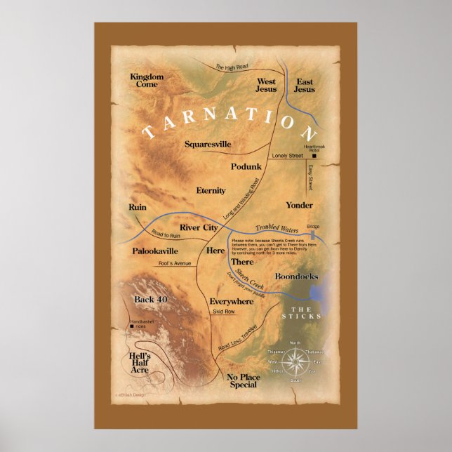 Póster ¿Dónde en Tarnation? (Mapa gracioso) (Frente)