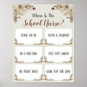 Póster ¿Dónde está el Rótulo de la oficina de enfermería 