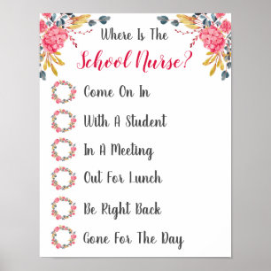 Póster ¿Dónde está el Rótulo de la oficina de enfermería 