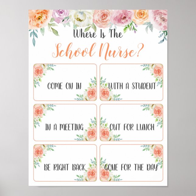 Póster ¿Dónde está el Rótulo de la oficina de enfermería  (Frente)