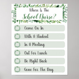 Póster ¿Dónde está el Rótulo de la oficina de enfermería 