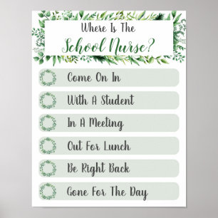 Póster ¿Dónde está el Rótulo de la oficina de enfermería