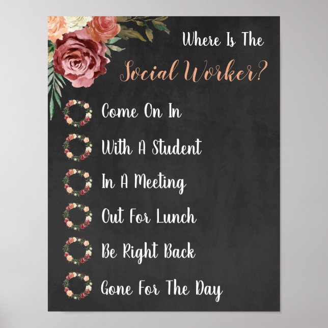 Póster ¿Dónde está el Rótulo de Puertas de la Oficina del (Frente)