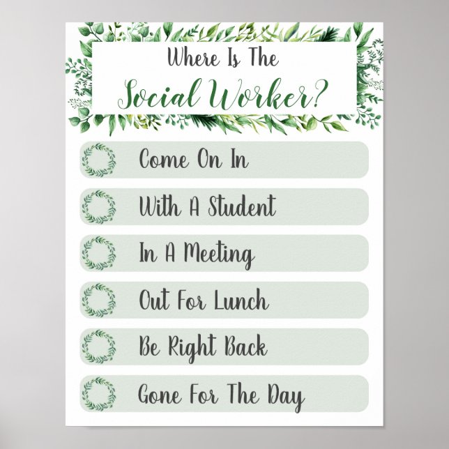 Póster ¿Dónde está el Rótulo de Puertas de la Oficina del (Frente)