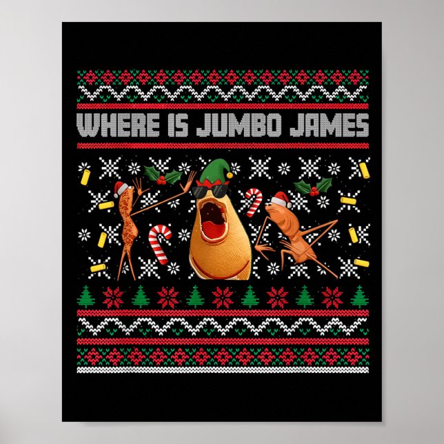 Póster Dónde está Jumbo James Feo Navidad Marcus El Gusan (Frente)