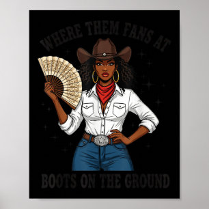 Póster Dónde están esos fans Botas de vaquera negras en e