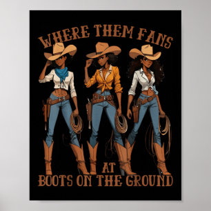 Póster Dónde están esos fans con botas en el suelo línea