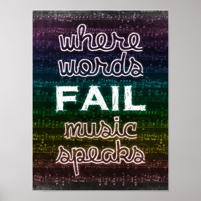 Póster Donde fallan las palabras, la música habla Poster (Frente)