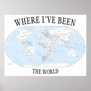 Póster Donde he estado en el mundo, mapa colorable