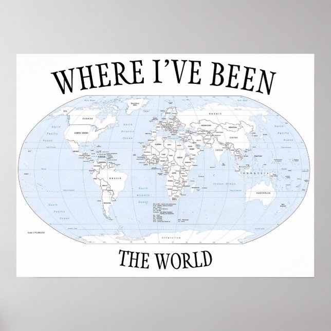 Póster Donde he estado en el mundo, mapa colorable (Frente)