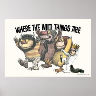 Póster Donde los monstruos salvajes Personajes y Logo